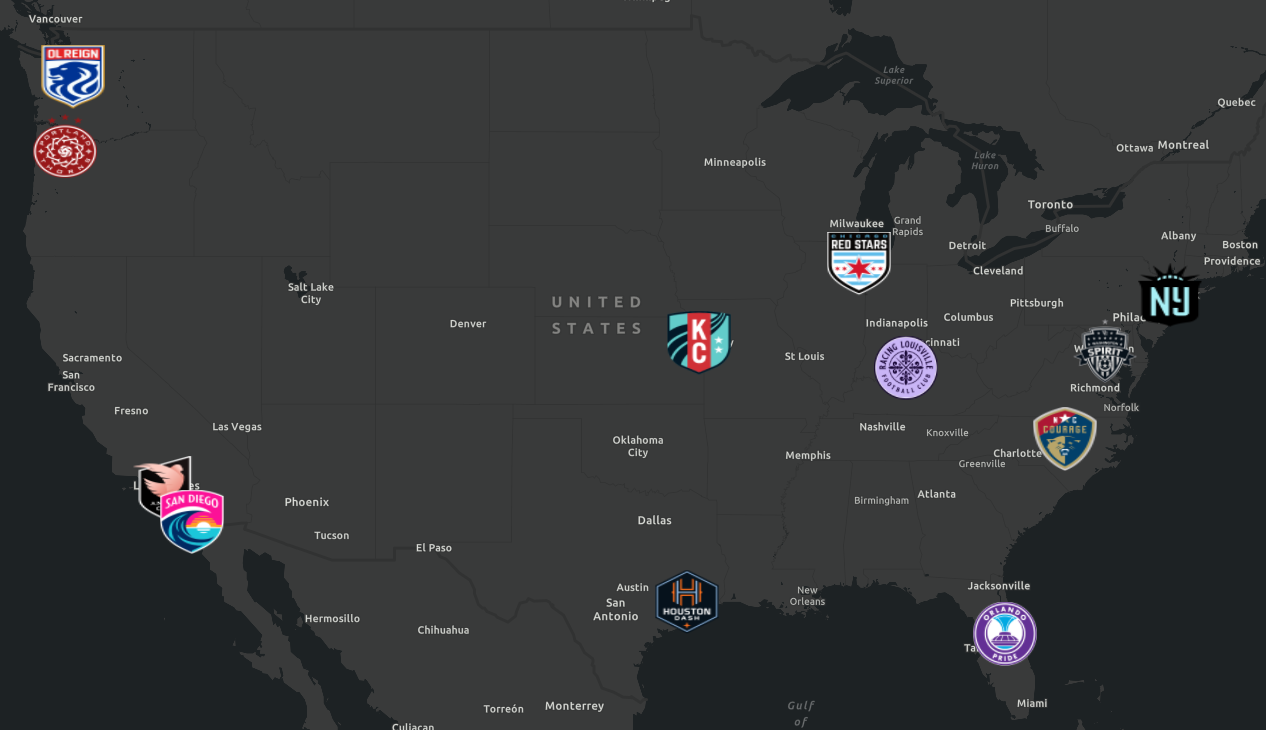 NWSL Logos Map