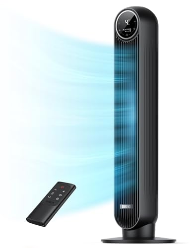 Dreo Tower Fan for Bedroom  25ft/s Velocity 28dB Quiet Floor Fan  90° Oscillating Fans for Indoors with 4 Speeds  4 Modes  8H Timer  Bladeless Standing Fan  Black  Nomad One (DR-HTF007)